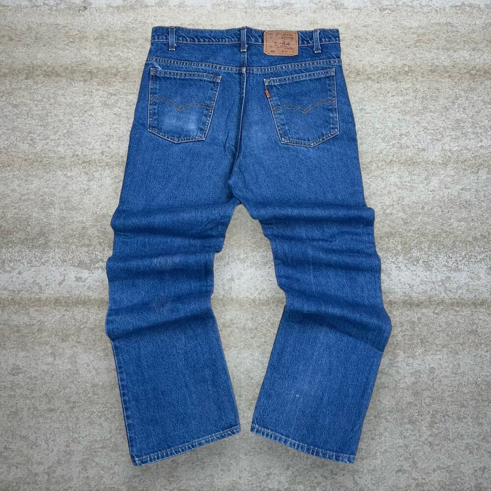 Vintage Orange Tab Levis 517 Jeans Boot Cut Flared Fit Medium Wash Made USA 80s